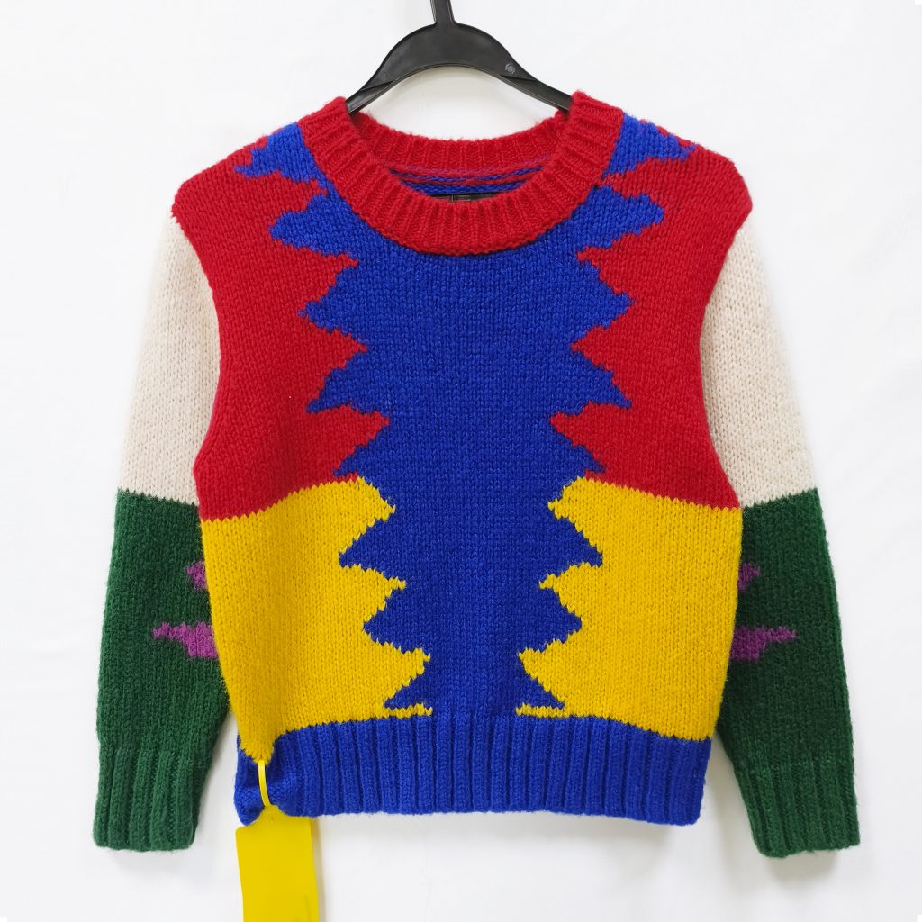 Boys' round neck color-blocking sweater