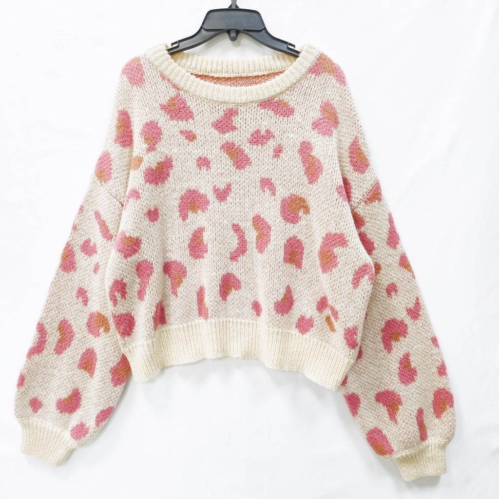 Women's pink leopard pullover sweater