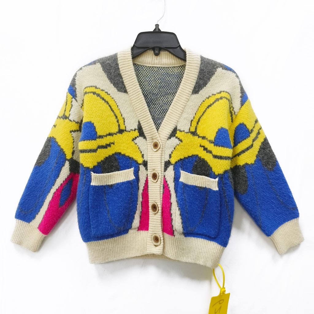Customized children's color matching knitted cardigan sweater