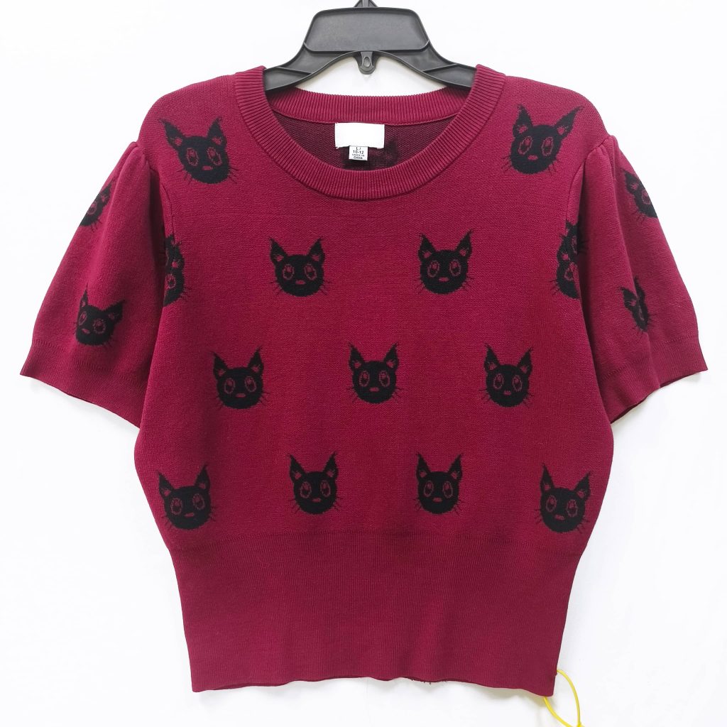 Women's knitted jacquard short sleeved customized Chinese factory