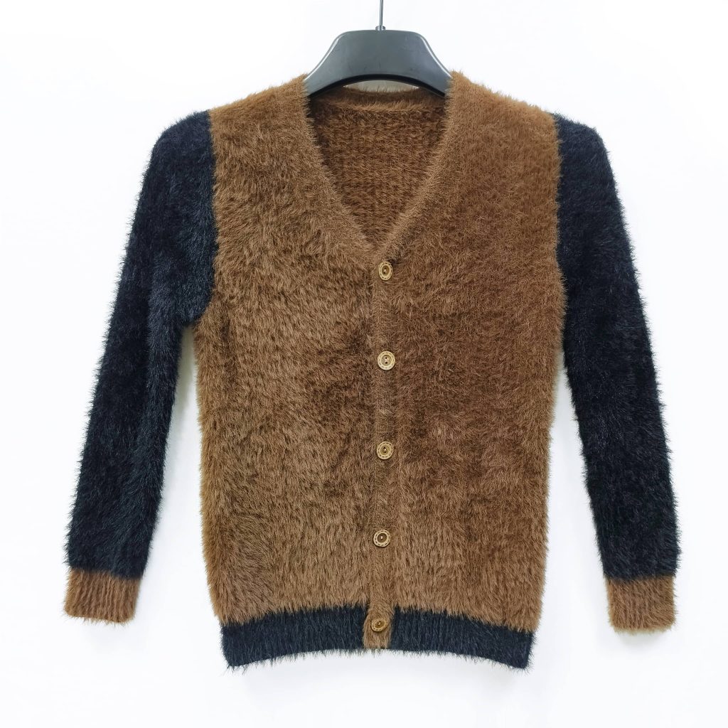 Children's imitation mink wool knitted cardigan