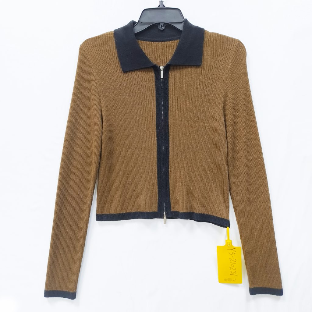 Spring thin knit zippered cardigan for women